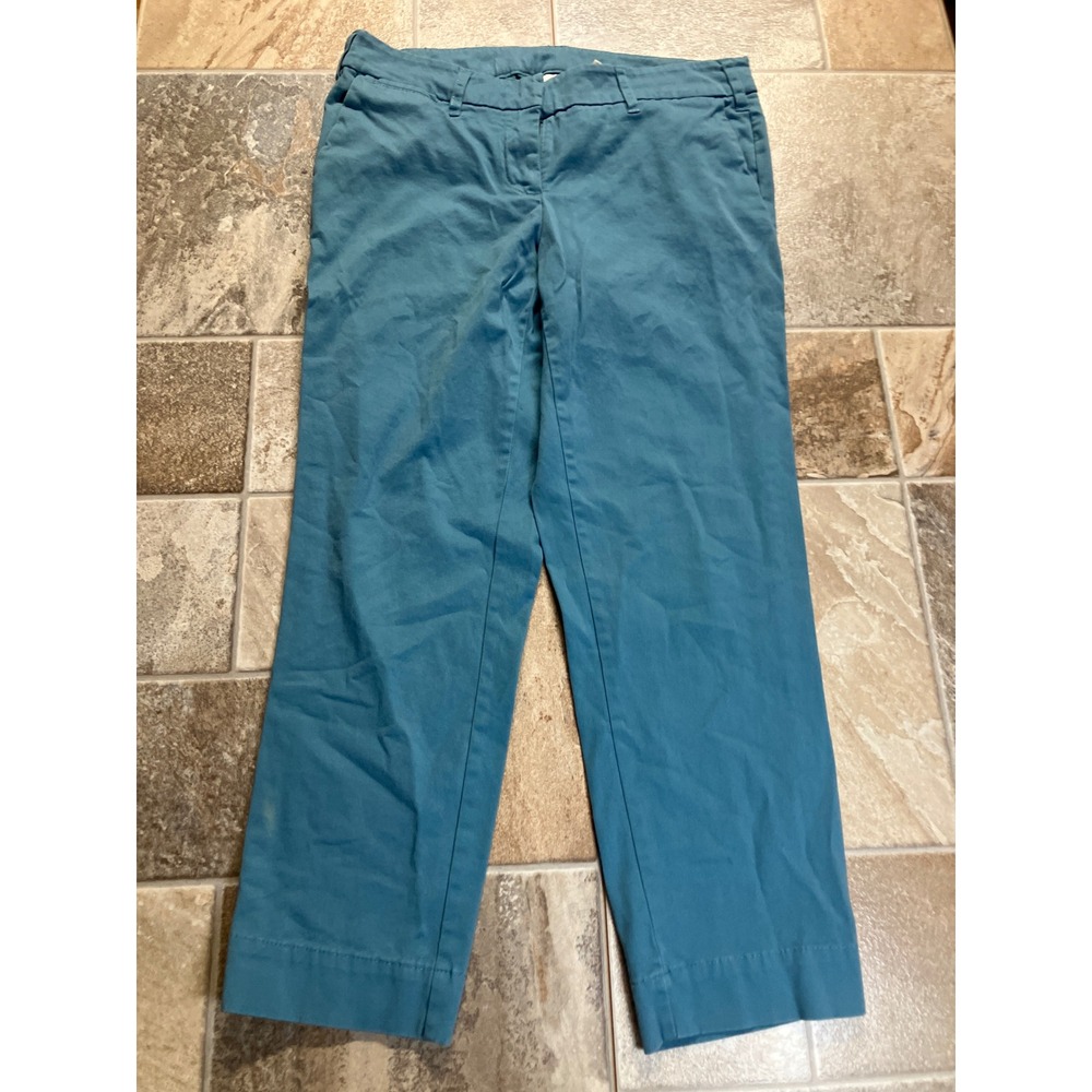 KENAR Teal Blue Casual Straight Leg Cropped Pants Women Size‎